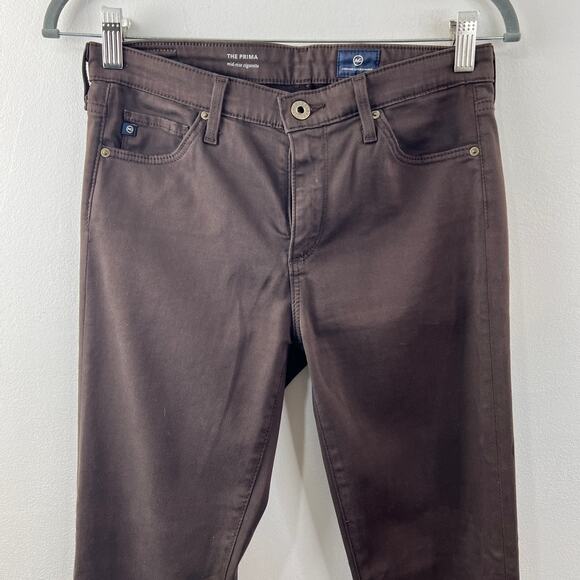 AG ADRIANO GOLDSCHMIED Brown The Prima Mid Rise Cigarette Denim Jean Size 27 - Picture 2 of 9